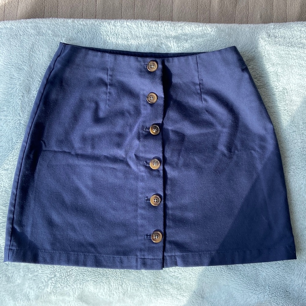 Forever 21 Navy Button Up Mini Skirt